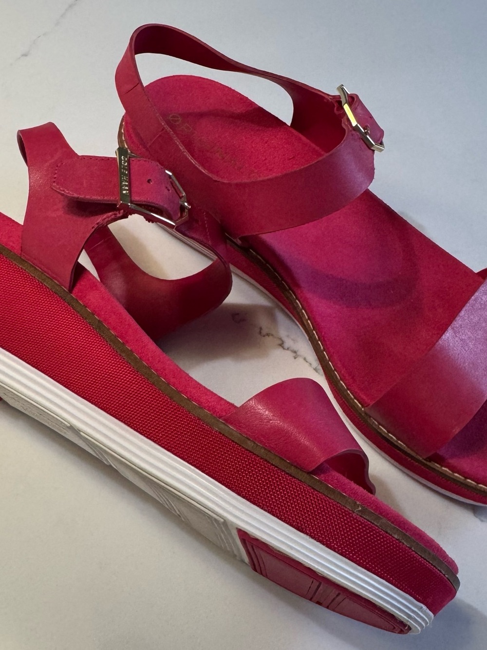Cole Haan Fuchsia Platform Sandals with Ankle Strap
